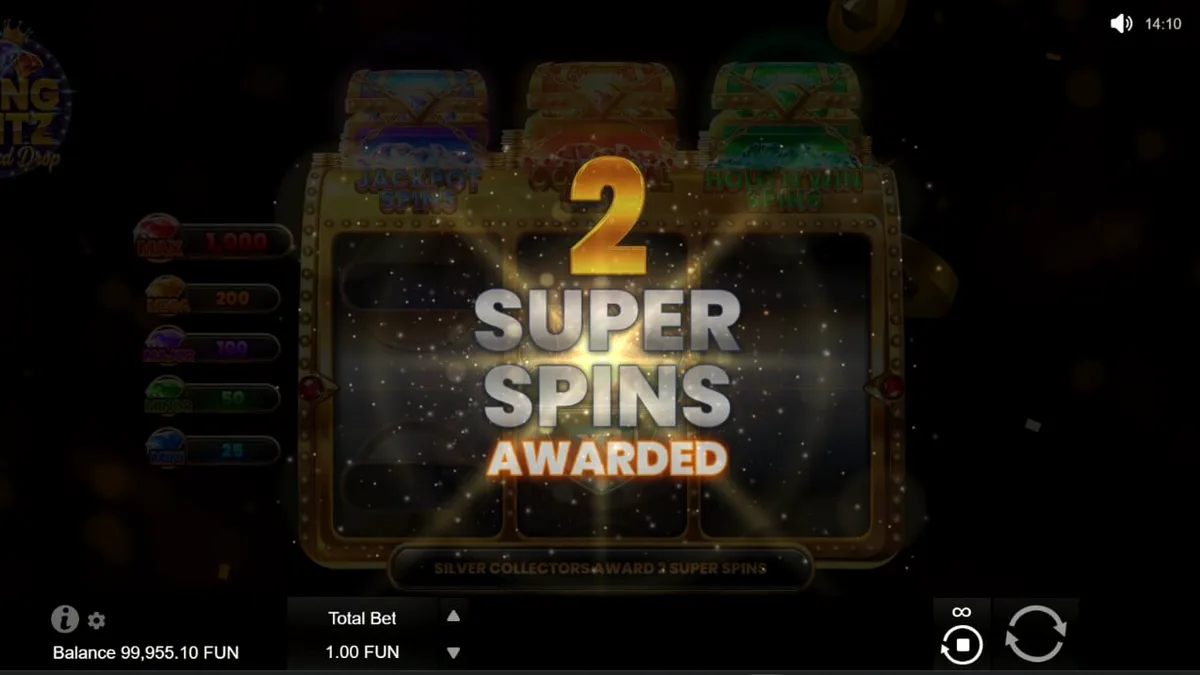 Interface do jogo Bling Blitz Diamond Drop em um smartphone moderno